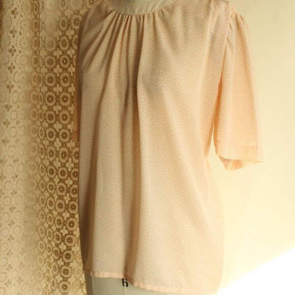 Vintage 1980s Blouse, SK & Company Pink and Cream Top, Grandma Cottage Core - Picture 6 of 10